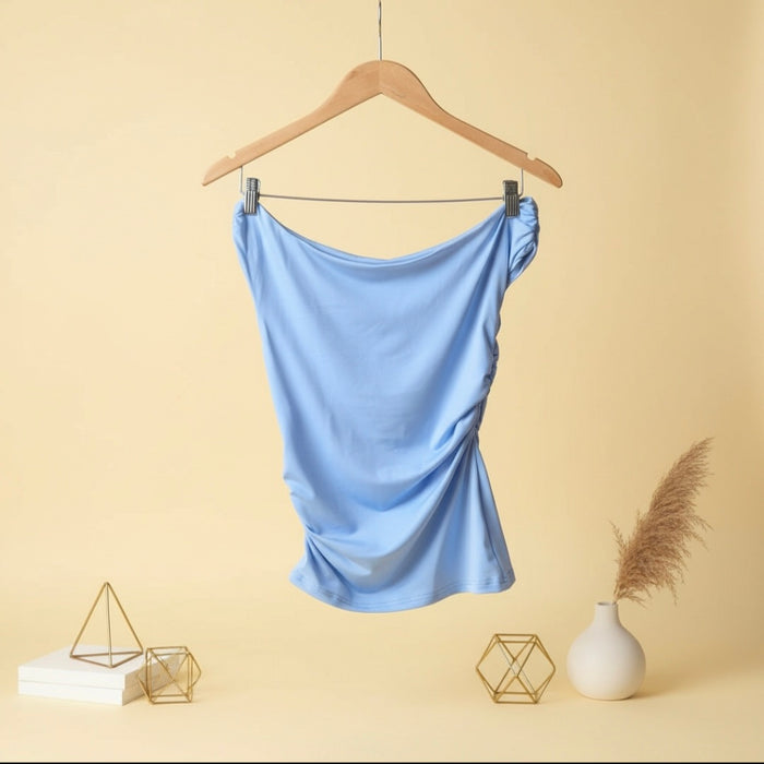 Basic Top-Off Shoulder-Sky Blue
