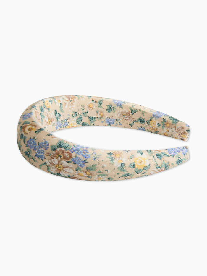 Beige Floral Girl Wide Headband