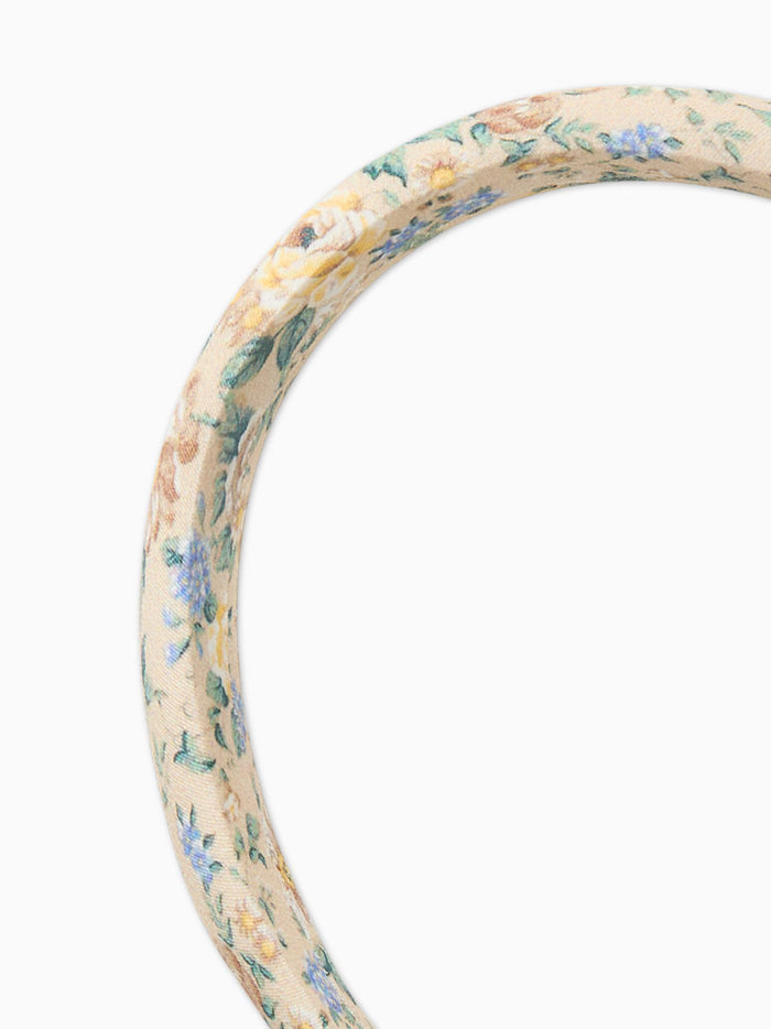 Beige Floral Girl Wide Headband