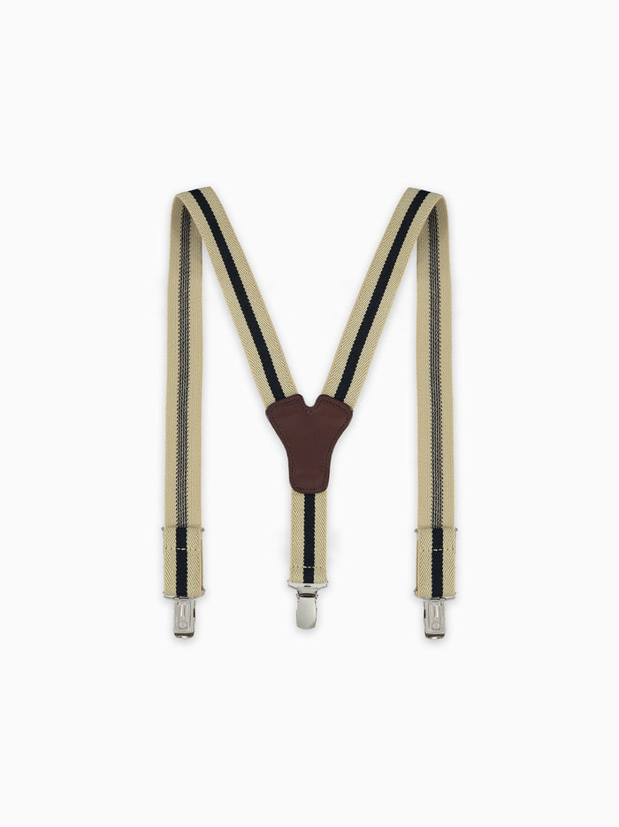 Beige/Navy Blue Striped Boy Braces