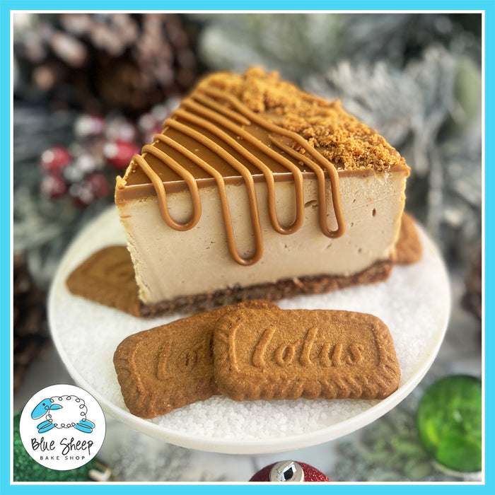 Biscoff cookie butter cheesecake with Biscoff crust and cookie crumble topping from Blue Sheep Bake Shop in Somerville, NJ