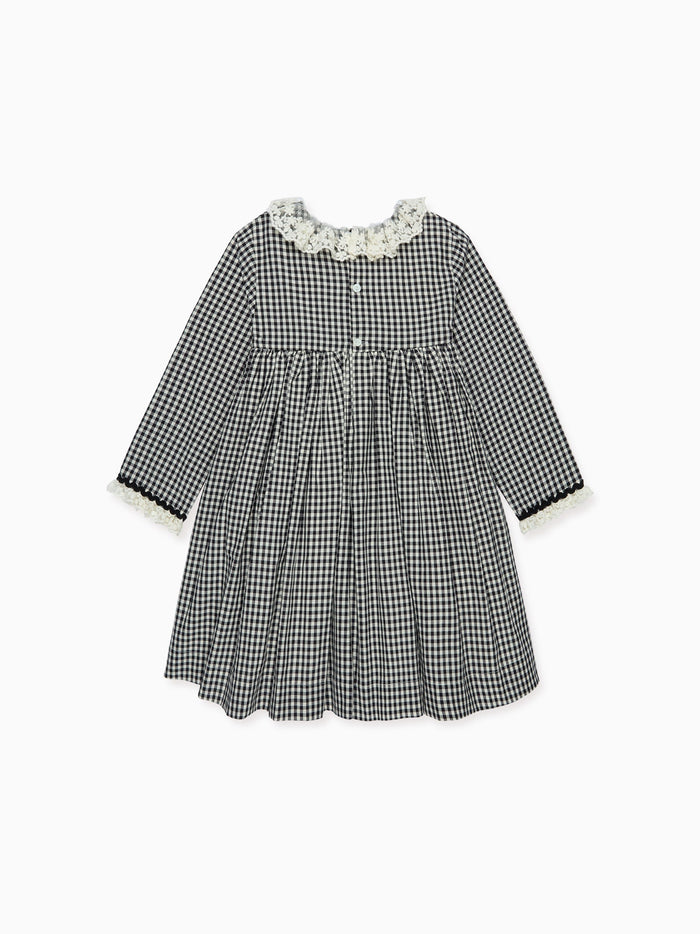 Black Gingham Aurelia Girl Empire Dress