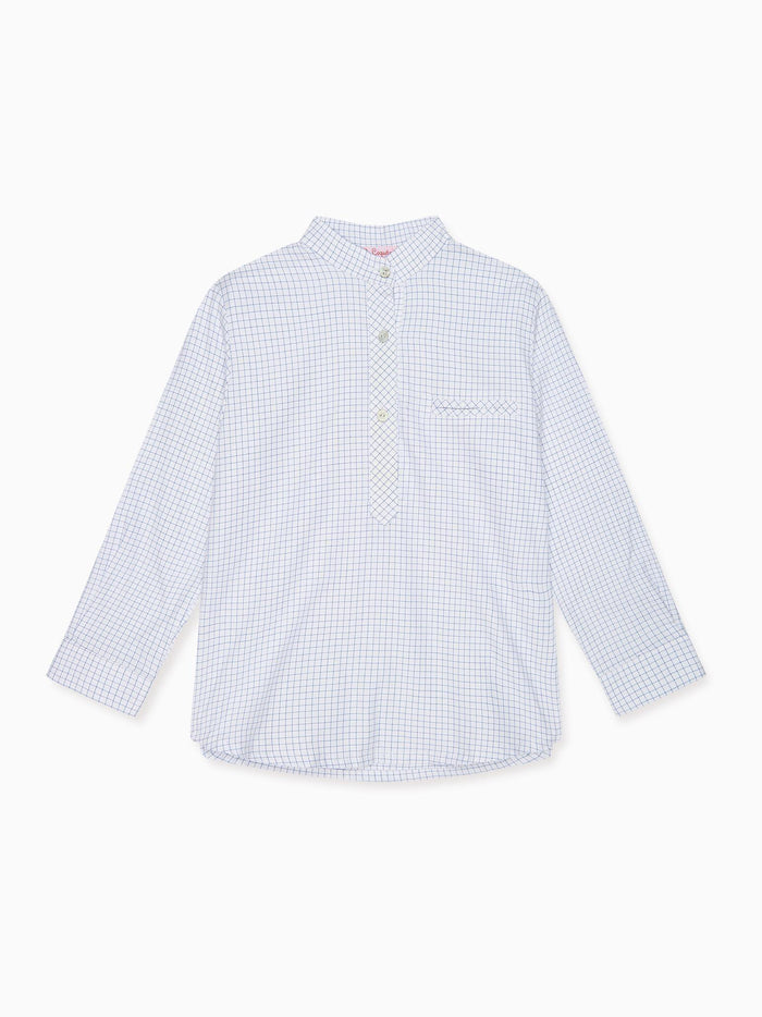 Blue Check Mateo Long Sleeve Boy Shirt
