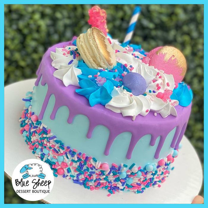 blue confetti ice cream cake