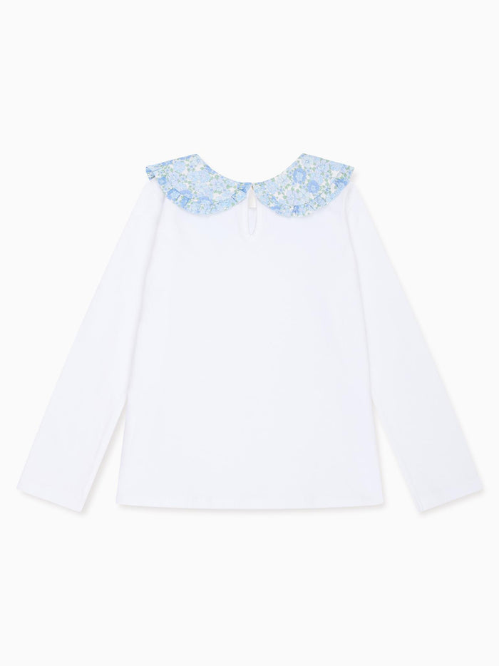 Blue Floral Macerena Long Sleeve Girl Top