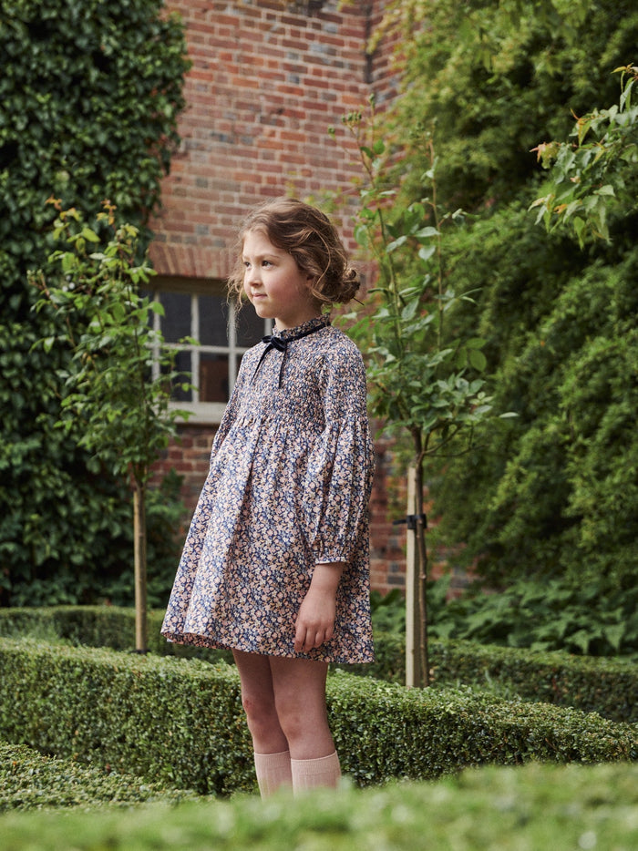 Blue Floral Raya Girl Smocked Dress
