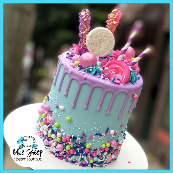 blue & lavender candyland cake