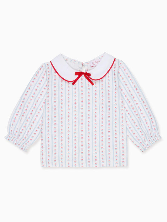 Blue Stripe Elisia Long Sleeve Baby Girl Top