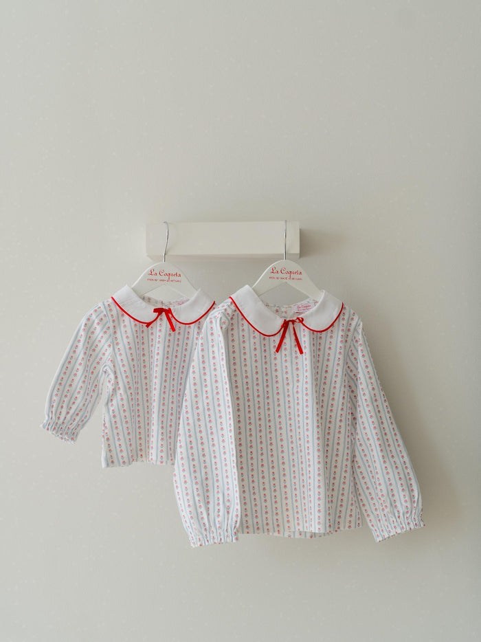 Blue Stripe Elisia Long Sleeve Baby Girl Top