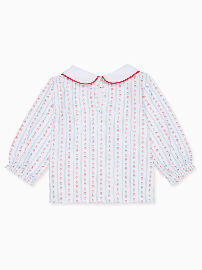 Blue Stripe Elisia Long Sleeve Baby Girl Top