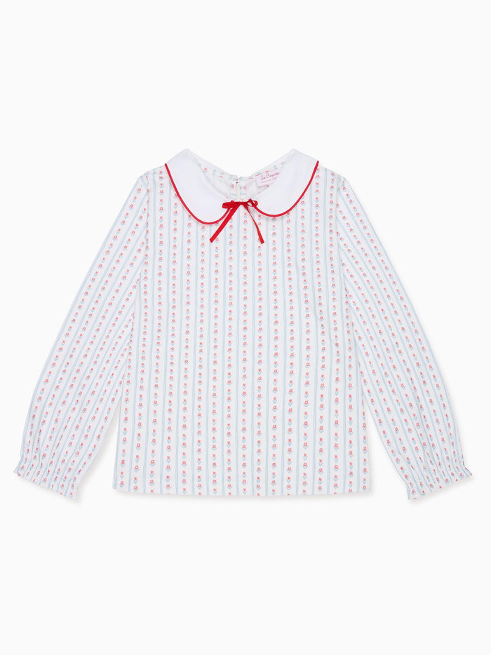 Blue Stripe Elisia Long Sleeve Girl Top