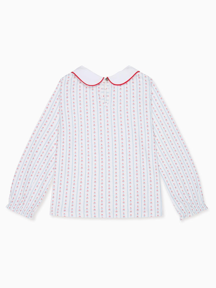 Blue Stripe Elisia Long Sleeve Girl Top