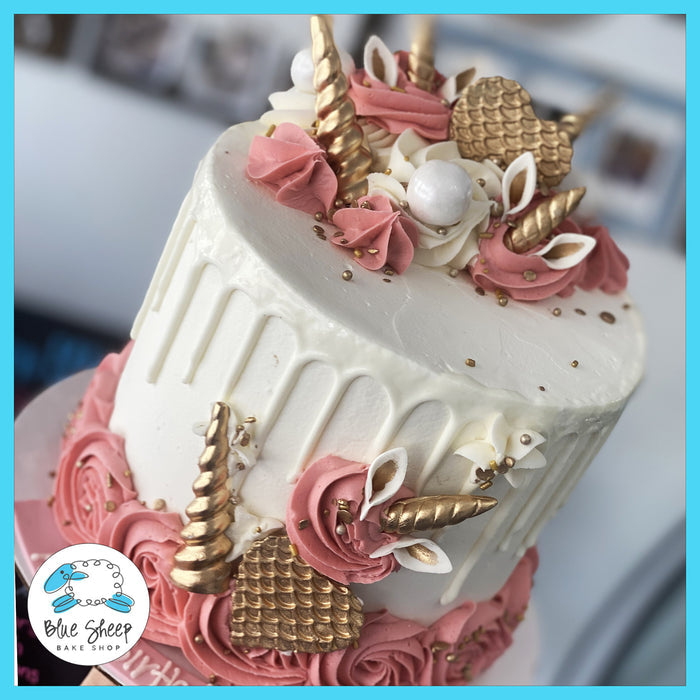 blush unicorn ice cream cake