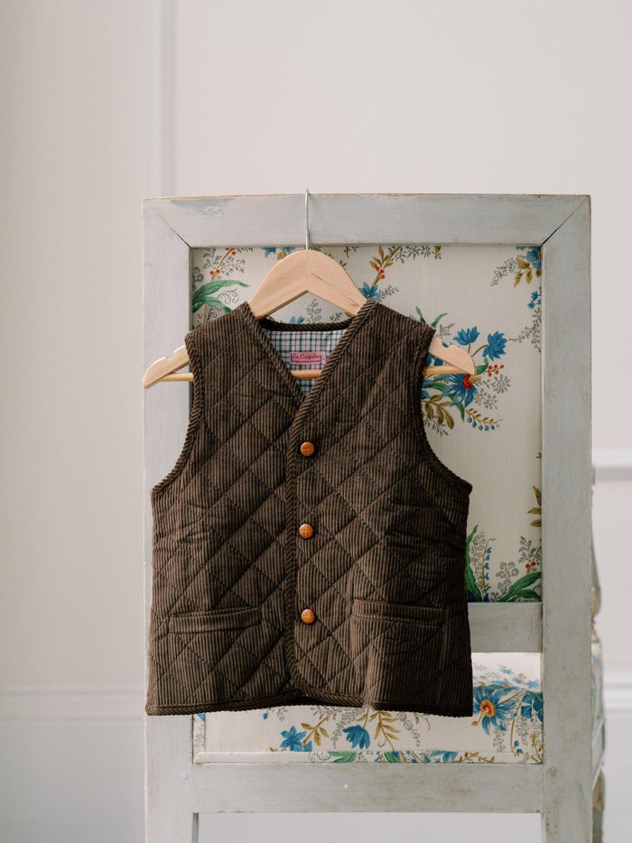 Brown Caza Corduroy Boy Sleeveless Jacket