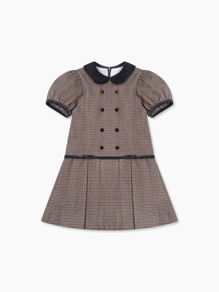 Brown Check Camala Girl Drop Waist Dress