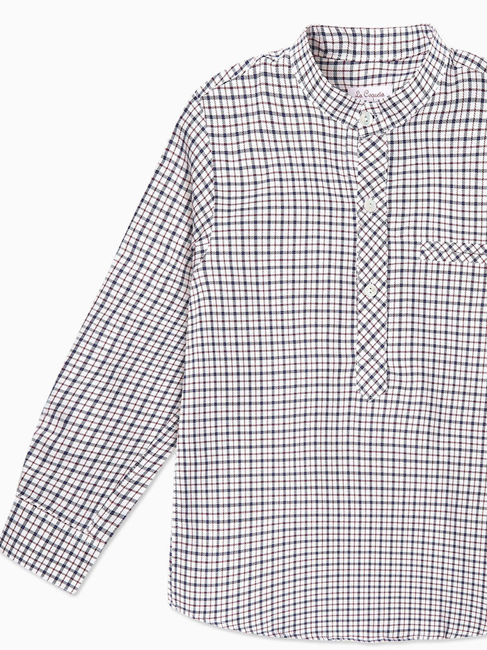 Burgundy Check Mateo Long Sleeve Boy Shirt