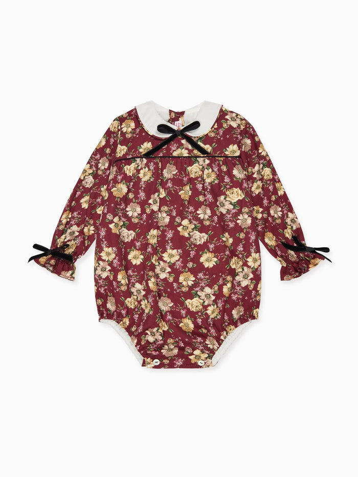 Burgundy Floral Senna Baby Girl Romper