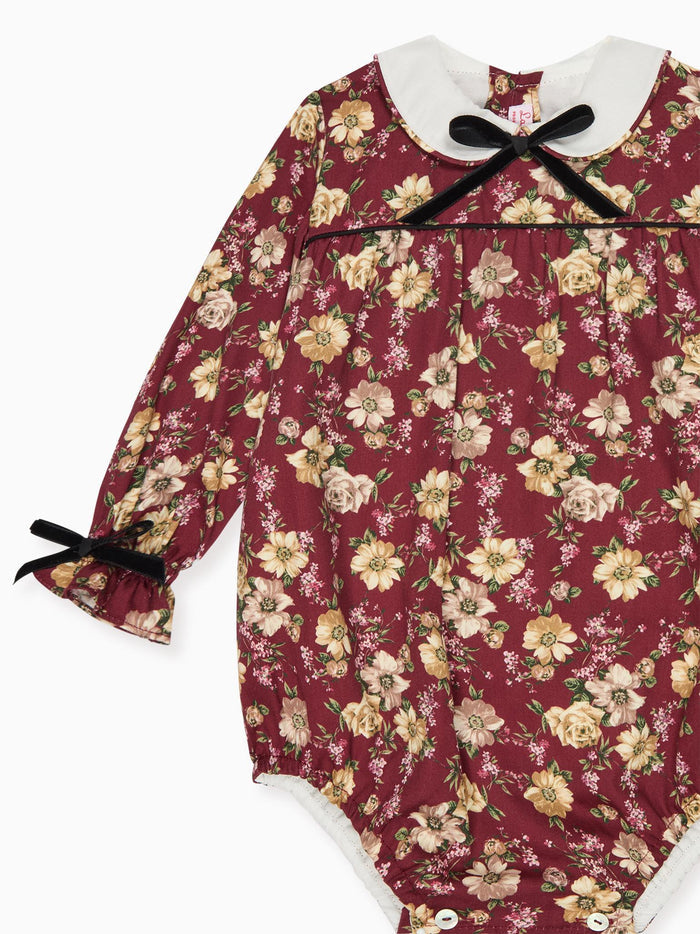 Burgundy Floral Senna Baby Girl Romper