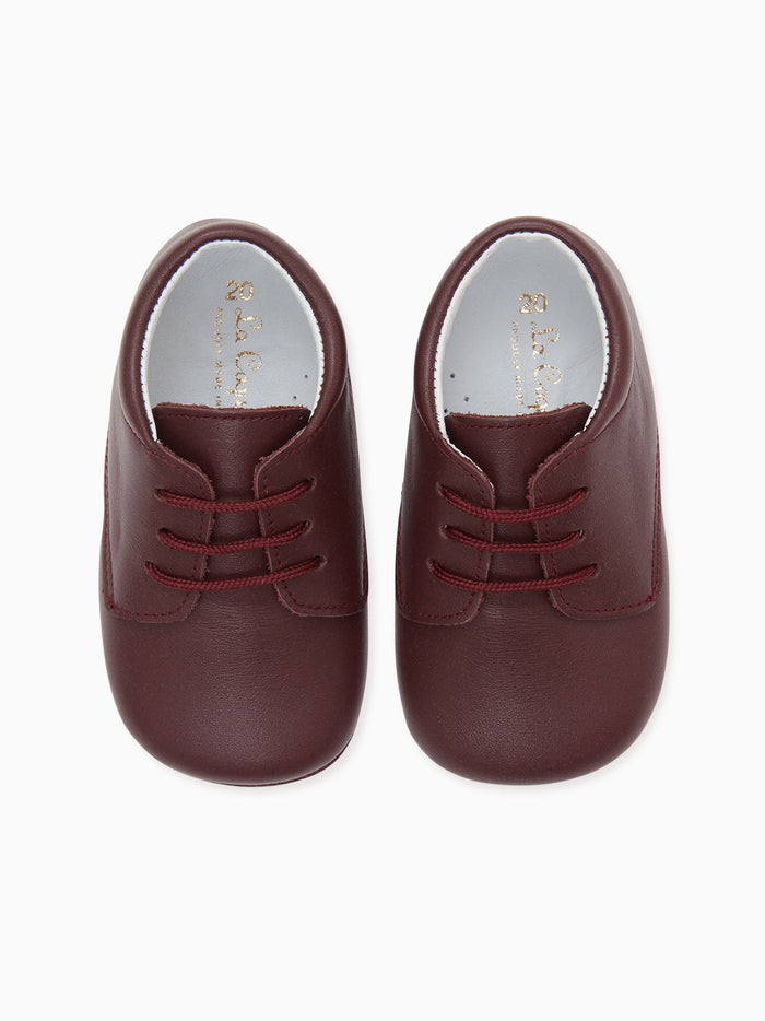 Burgundy Leather Baby Booties