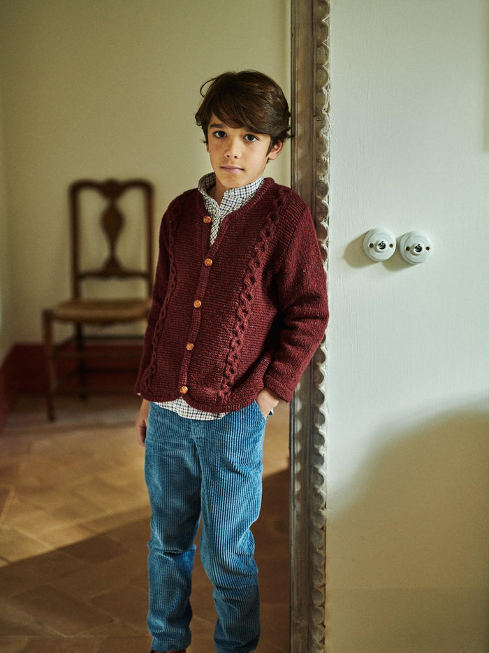 Burgundy Zas Merino Boy Cardigan