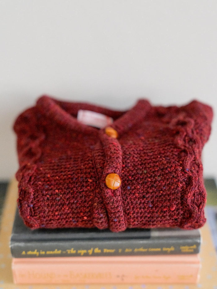 Burgundy Zas Merino Boy Cardigan