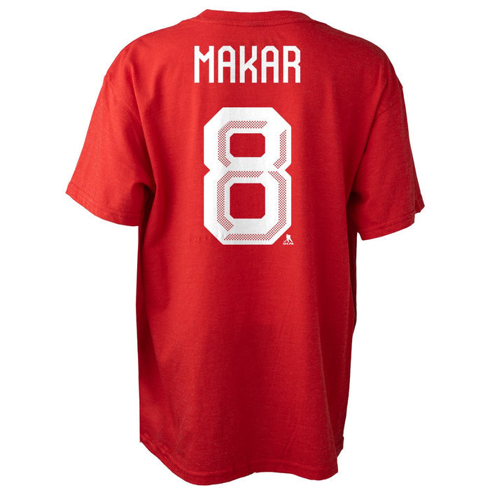 Cale Makar #8 Team Canada Hockey Bauer 2026 Winter Olympics Player Name & Number T-Shirt – Red