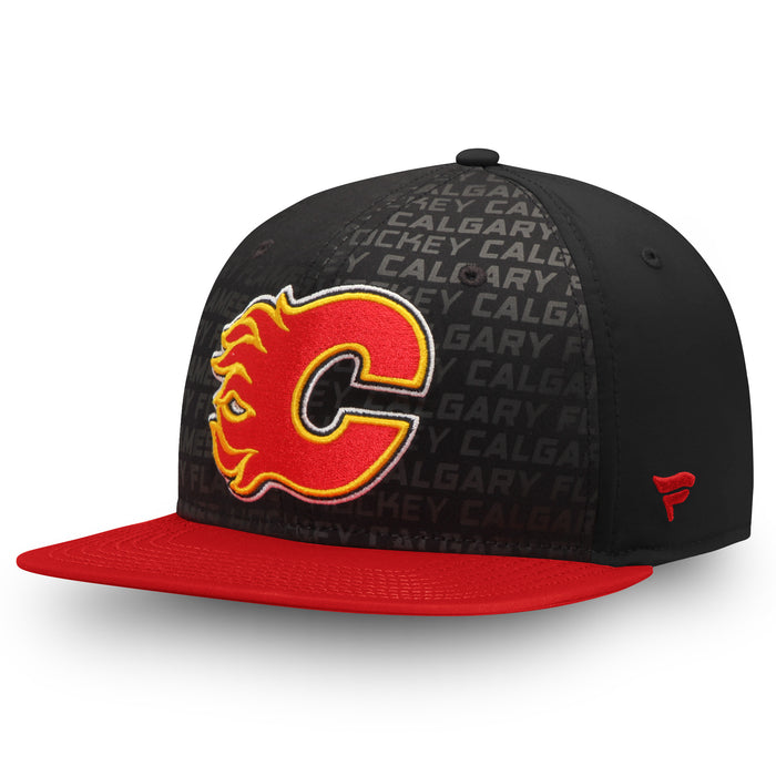 Calgary Flames Fanatics Black/Red Authentic Pro Rinkside Snapback Adjustable Hat