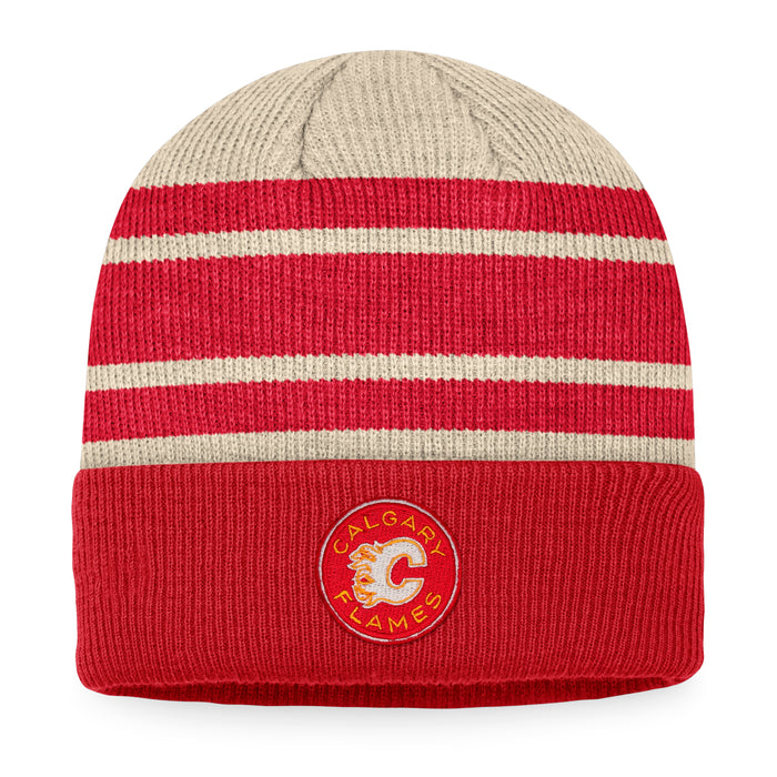 Calgary Flames Fanatics Branded Cream-Red 2023 NHL Heritage Classic Beanie Knit Hat