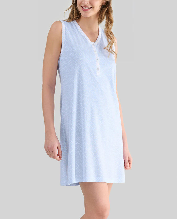 Camisola corta sin mangas para verano celeste estampado Corazones