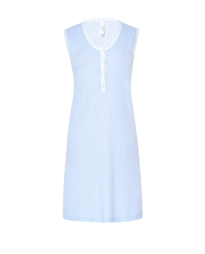 ligera camisola de verano sin mangas en tonos celeste y corazones