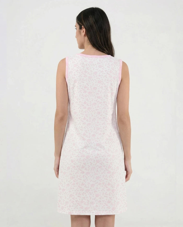 Camisón corto sin mangas flores rosas