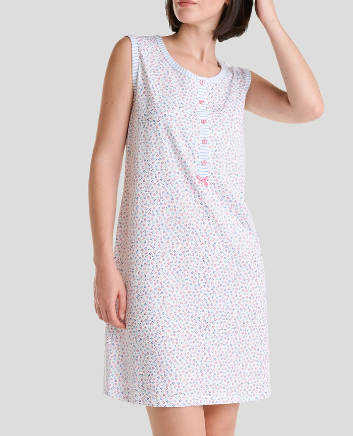 Camisón corto de mujer estampado de flores y sin mangas para un verano fresco y cómodo