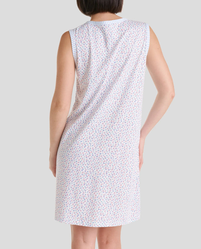 Espalda de camisón de verano de flores sin mangas estampado florecitas