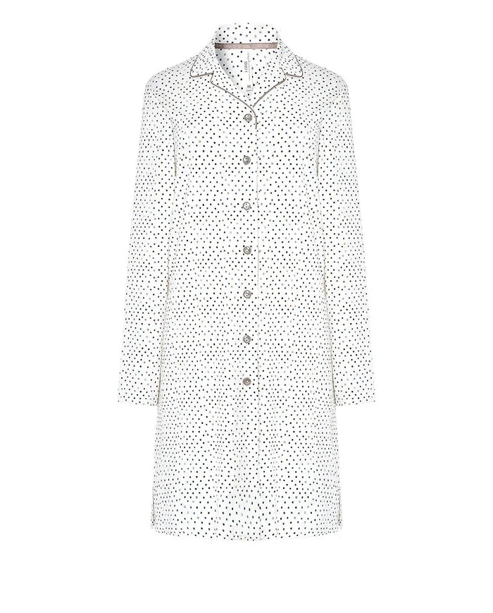 Camisón Lohe de mujer estampado de topos con abertura de botones, vivo y manga larga.