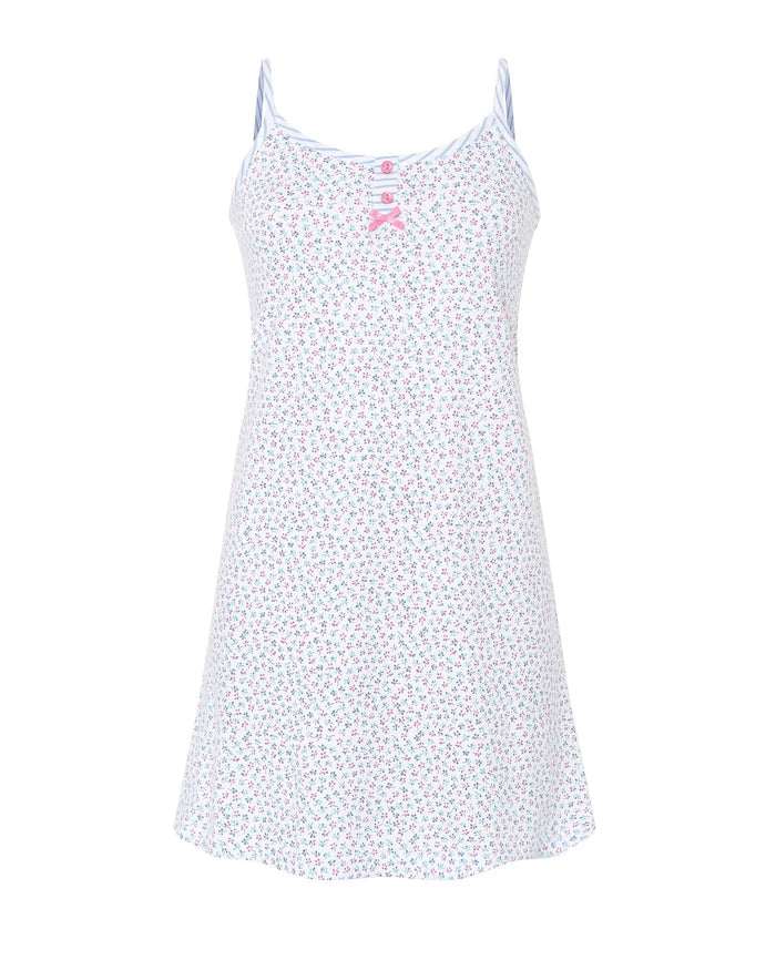 Camisón corto de mujer para verano de tirantes con estampado florecitas