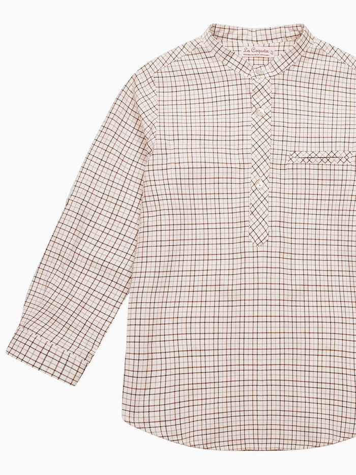 Caramel Check Mateo Long Sleeve Boy Shirt