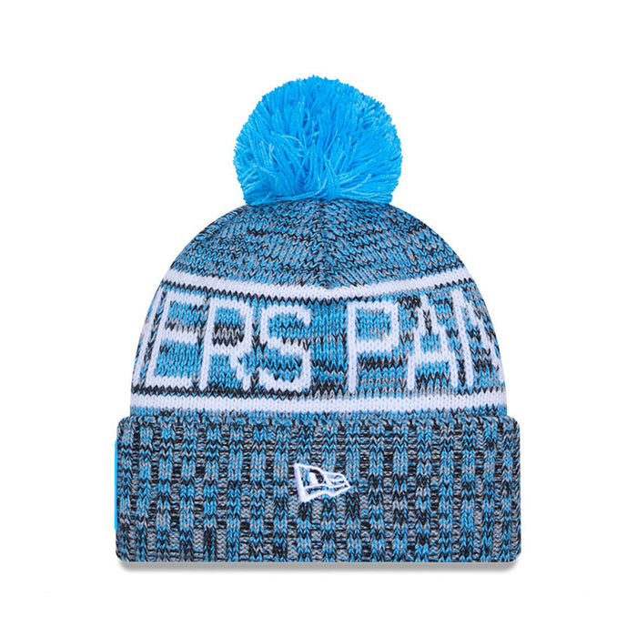Carolina Panthers New Era 2025 Sideline Cold Weather Cuffed Knit Hat with Pom