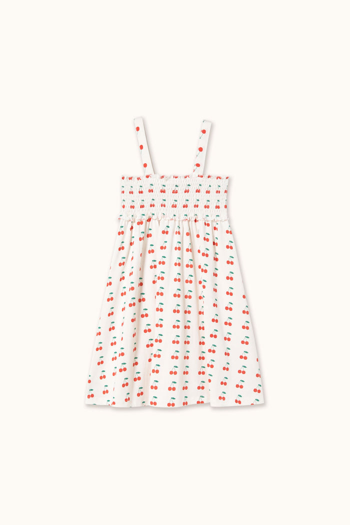 Cherries Strap Dress in Off-White