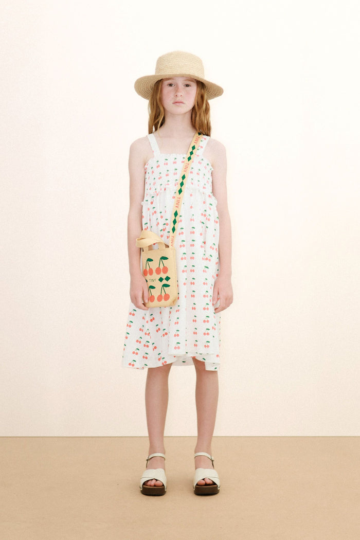 Cherries Strap Dress in Off-White