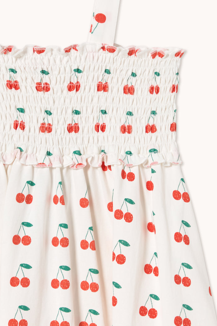 Cherries Strap Dress in Off-White