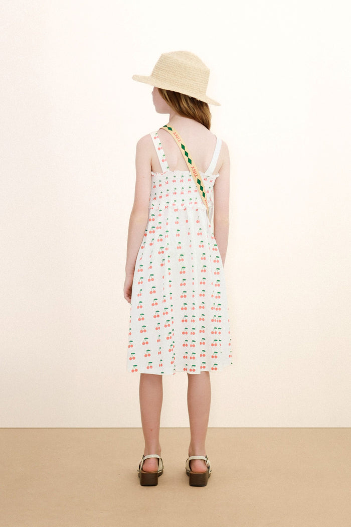 Cherries Strap Dress in Off-White