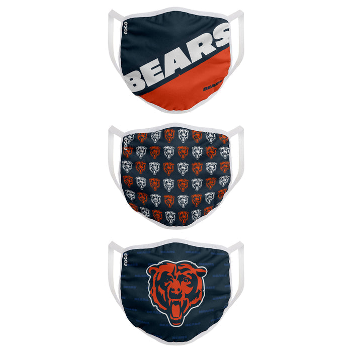 Chicago Bears FOCO NFL Face Mask Covers Adult 3 Pack