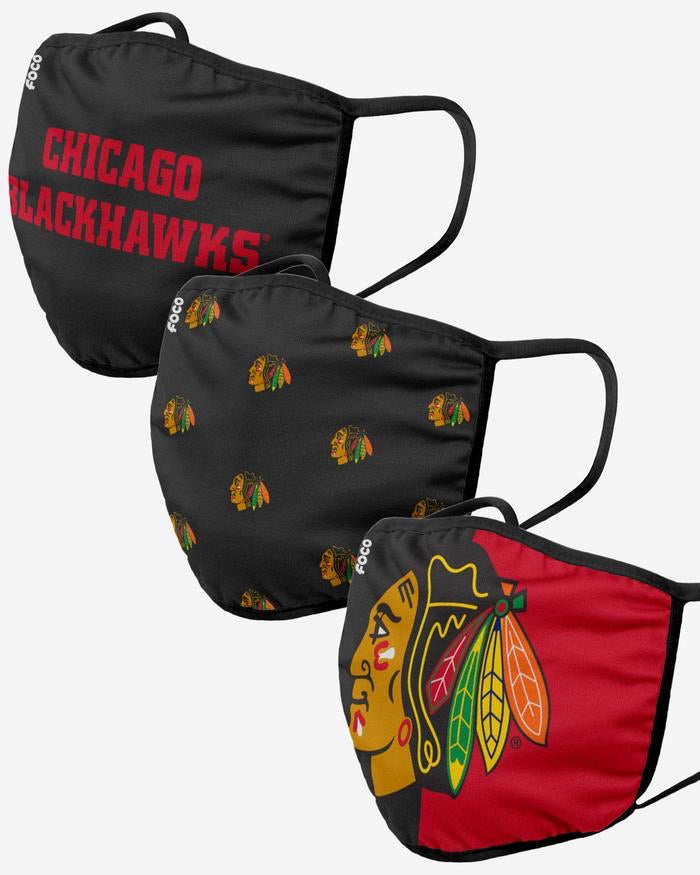 Chicago Blackhawks FOCO NHL Face Mask Covers Adult 3 Pack