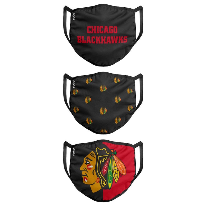 Chicago Blackhawks FOCO NHL Face Mask Covers Adult 3 Pack