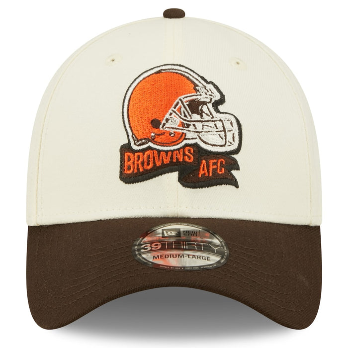 Cleveland Browns 2022 Sideline New Era Cream/Brown - 39THIRTY 2-Tone Flex Hat