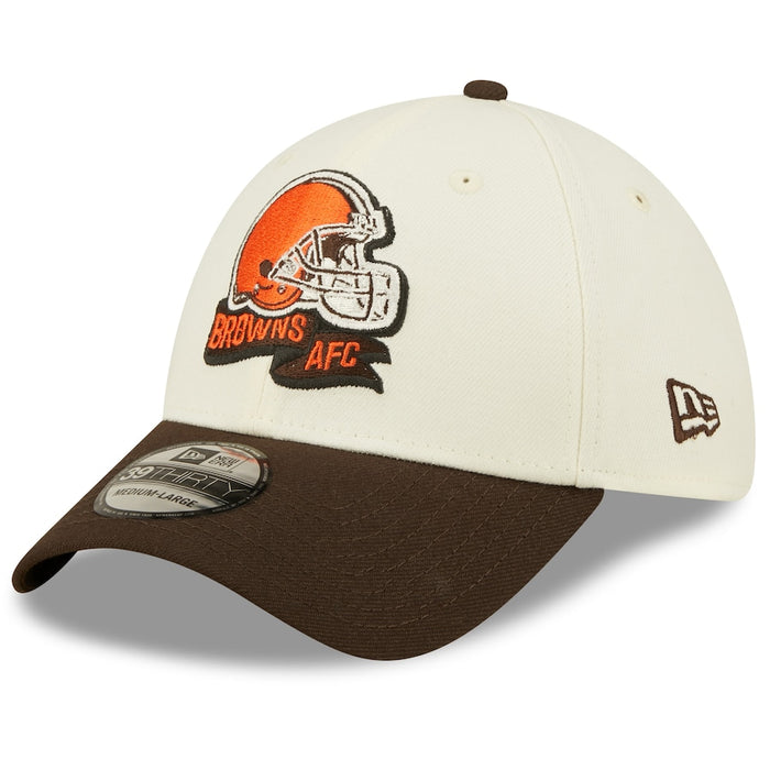 Cleveland Browns 2022 Sideline New Era Cream/Brown - 39THIRTY 2-Tone Flex Hat