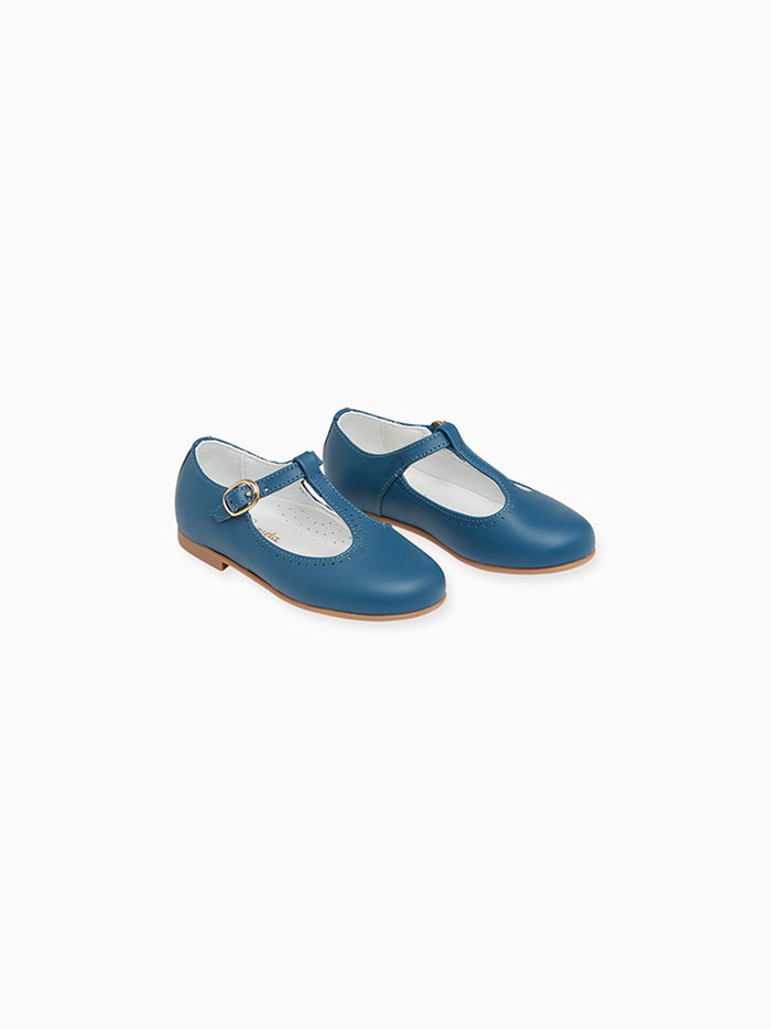 Cobalt Leather Girl T-Bar Shoes