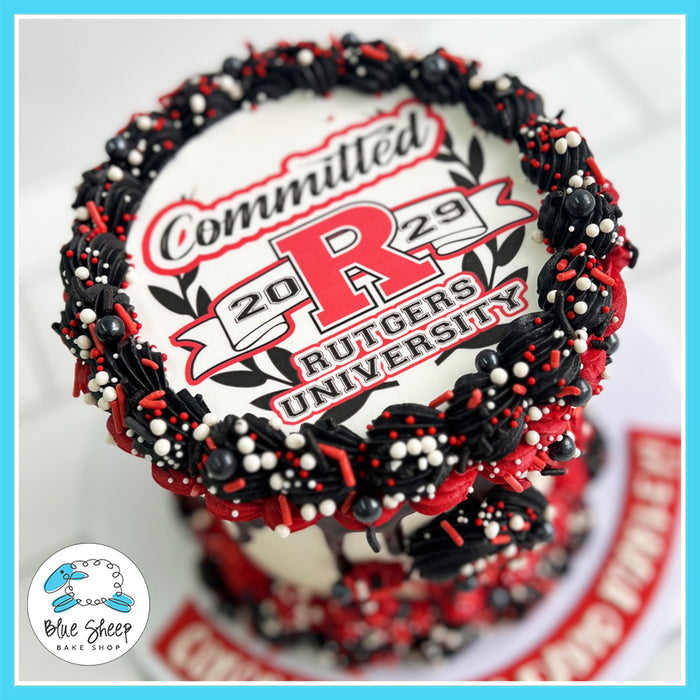 College commitment cake