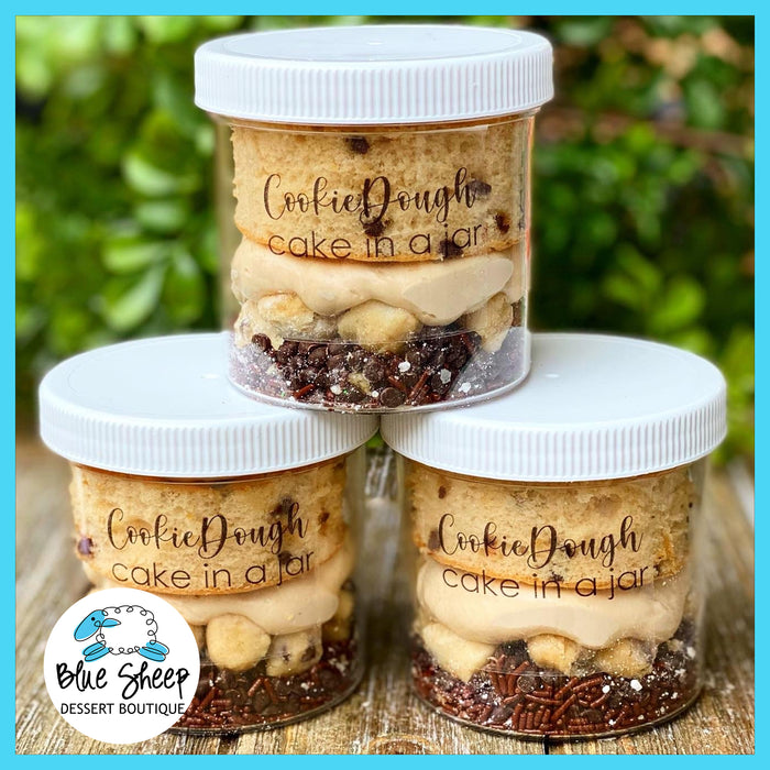 cookie dough cake in a jar