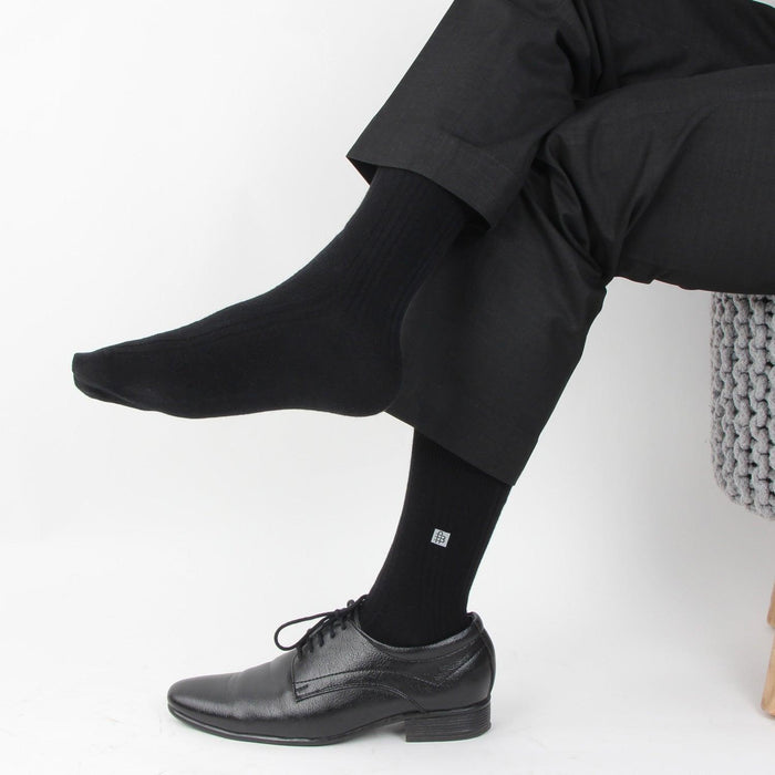 Men Ribbed Formal Socks - Black
